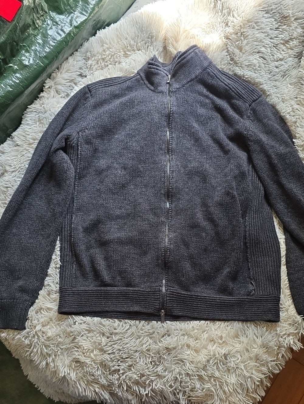 Calvin Klein Men's Charcoal Full-Zip Knit Sweater